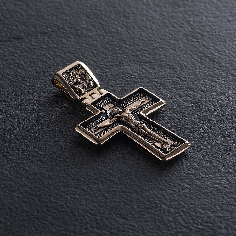 Православный крест "Распятие" (чернение) п03347 - 3 Православный крест "Распятие" (чернение) п03347 от ювелирного магазина Оникс - 3