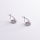 Серебряные серьги "Кружочки с сердечками" (фианиты) 40008 от ювелирного магазина Оникс - 2