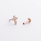 Одиночная золотая серьга для хеликса "Крестик" (фианиты) 1719ч от ювелирного магазина Оникс - 1