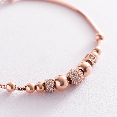 Браслет "Кульки" у червоному золоті (фіаніти) б04979 №3