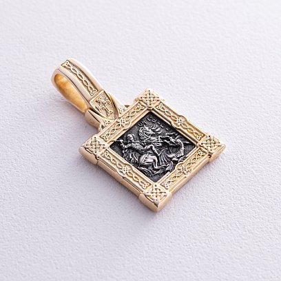 Срібна підвіска "Георгій Переможець" з позолотою 132304 №4