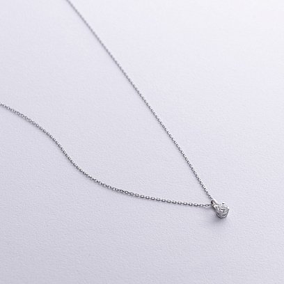 Кольє в білому золоті з діамантом 112081121 №3