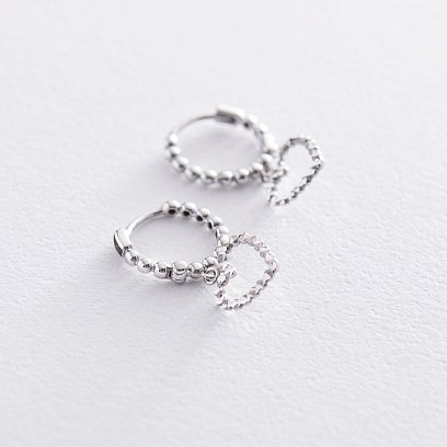 Сережки "Сердечки" в білому золоті с05940 №4
