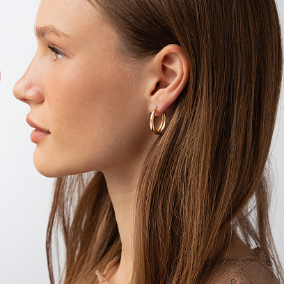 Серьги "Овальные" в красном золоте с08562 №5