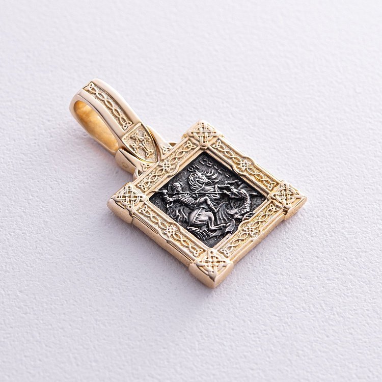 Срібна підвіска "Георгій Переможець" з позолотою 132304 від ювелірного магазину Онікс - 3