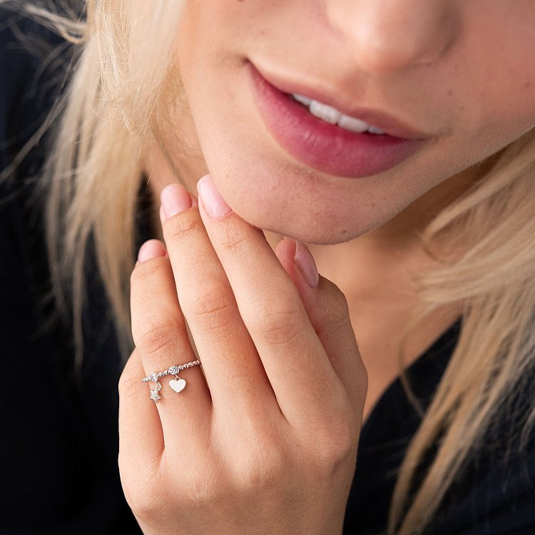 Золота каблучка "Зірочка і сердечко" (фіаніти) к06826 від ювелірного магазину Онікс - 1