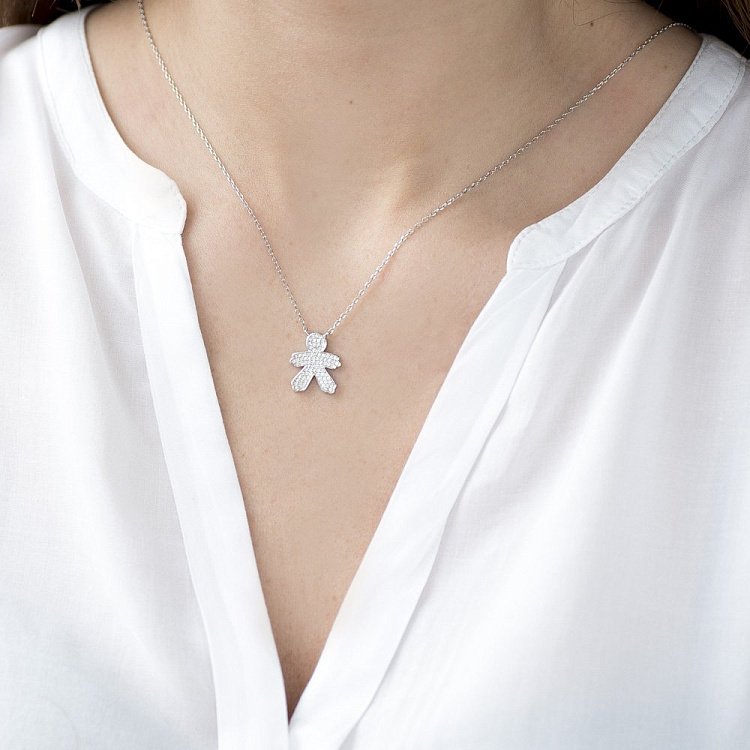 Срібне кольє "Хлопчик" з фіанітами 18320 від ювелірного магазину Онікс