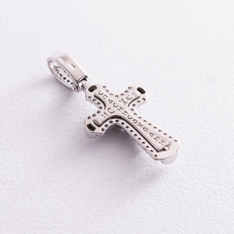 Православний хрест "Розп'яття. Спаси і Збережи" (емаль, фіаніти) 270065B від ювелірного магазину Онікс - 2