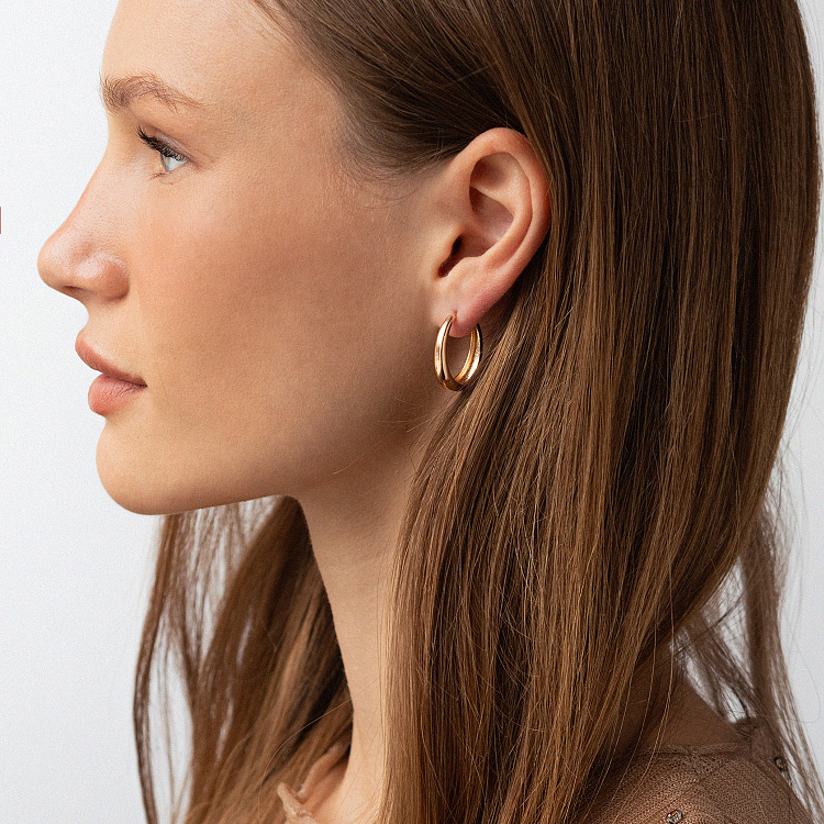 Серьги "Овальные" в красном золоте с08562 от ювелирного магазина Оникс - 4