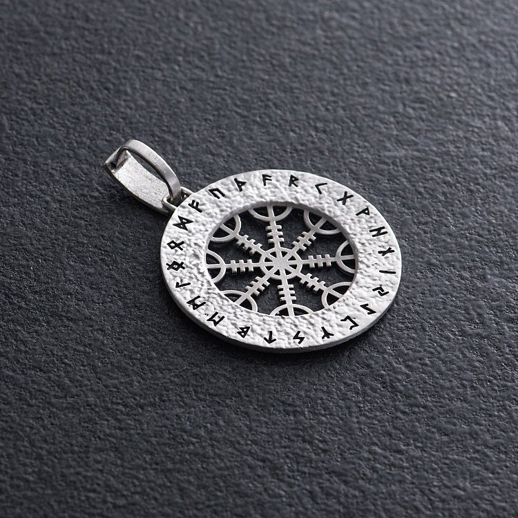 Серебряный кулон "Шлем ужаса с рунами" 984 от ювелирного магазина Оникс - 4