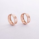 Серьги - кольца "Love" в красном золоте с08166 от ювелирного магазина Оникс