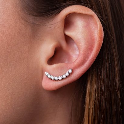 Серебряные серьги - клаймберы "Сильвия" с фианитами 40022