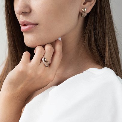 Золотые серьги с фианитами с05112 №4