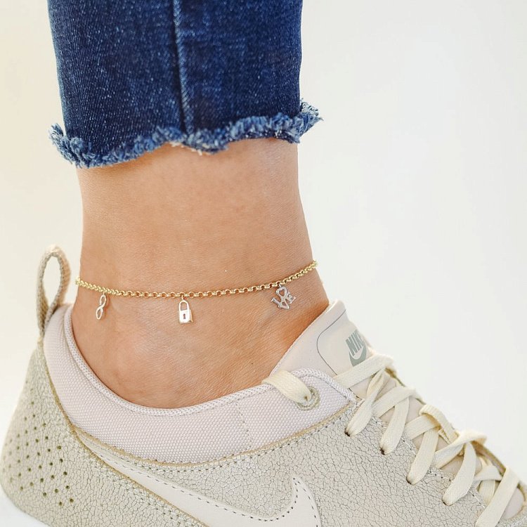 Золотий браслет на ногу (фіаніт) б02746 від ювелірного магазину Онікс - 5