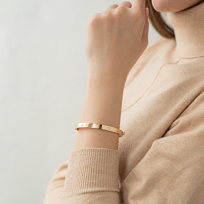 Жесткий браслет из желтого золота б04386 №3