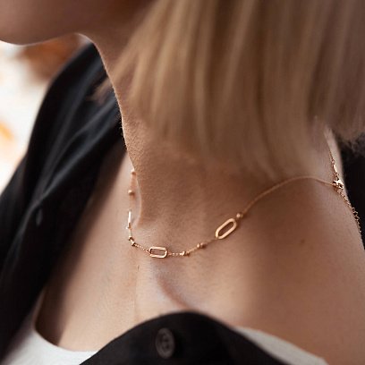 Кольє - ланцюжок "Кульки" у червоному золоті кол02224 №10