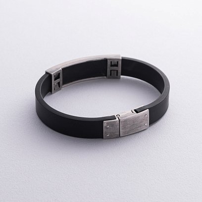 Каучуковый браслет "Герб Украины - Тризуб" с серебряными вставками 1203 №3