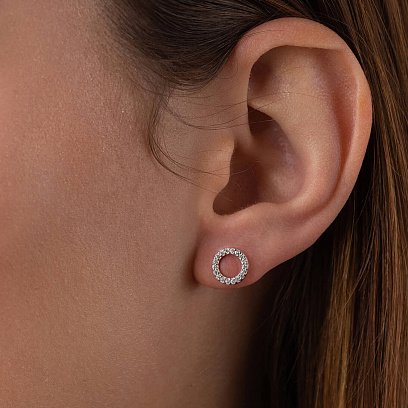 Срібні сережки - джекети з фіанітами OR116110 №3