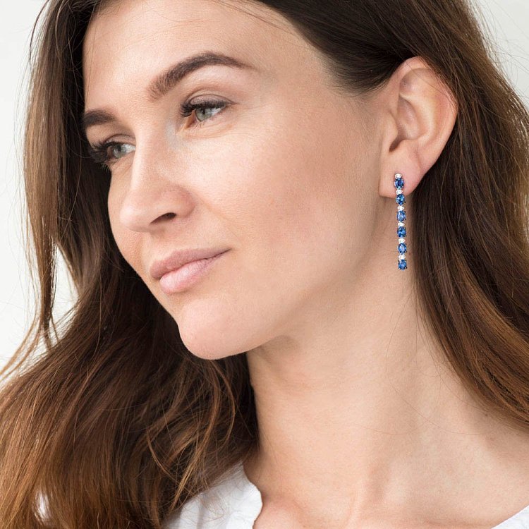 Золоті сережки (сапфір, діамант) сб0122dkn від ювелірного магазину Онікс - 4