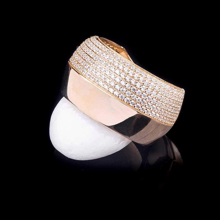 Золотое кольцо с фианитами к04034 от ювелирного магазина Оникс - 2