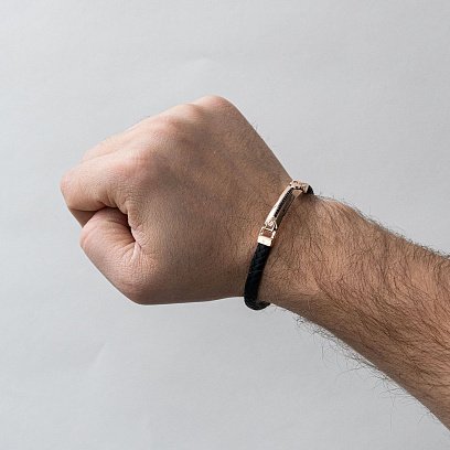 Каучуковий браслет з червоного золота з фіанітами б03983 №2