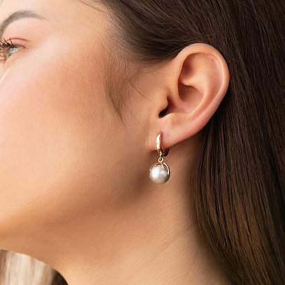 Серьги в красном золоте (культ. пресн. жемчуг) с08584 №3