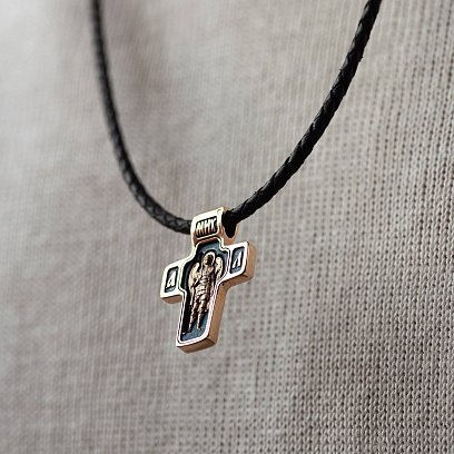 Золотой крест "Спас Нерукотворный. Архангел Михаил" п02935 №4