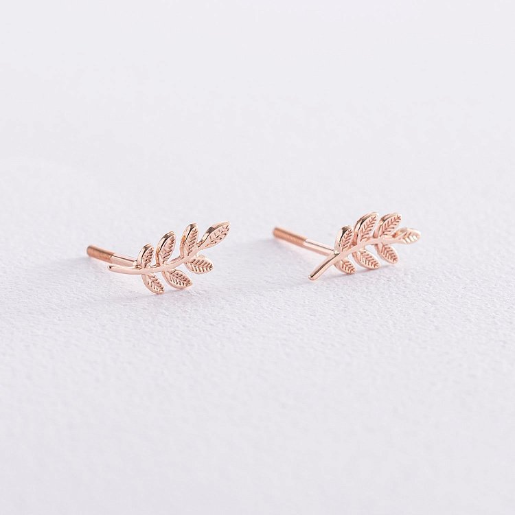 Золотые серьги - пусеты "Веточки" с07003 от ювелирного магазина Оникс