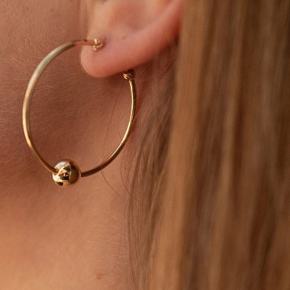 Сережки - кільця Гармонія у жовтому золоті с07315 №4