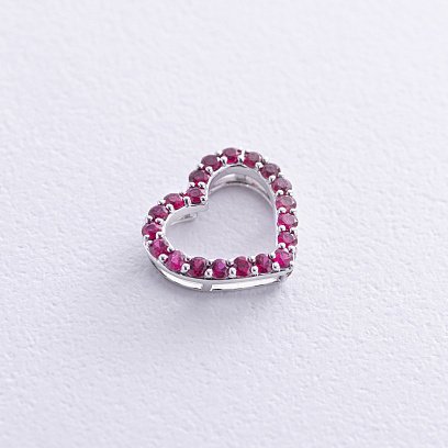 Золотой кулон "Сердечко" с рубинами пб0321nl