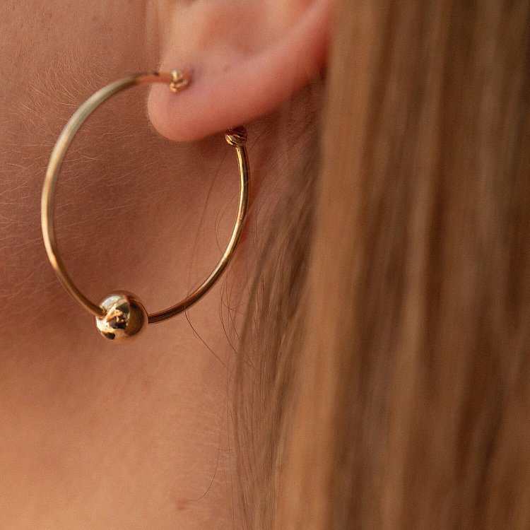 Сережки - кільця Гармонія у жовтому золоті с07315 від ювелірного магазину Онікс - 3