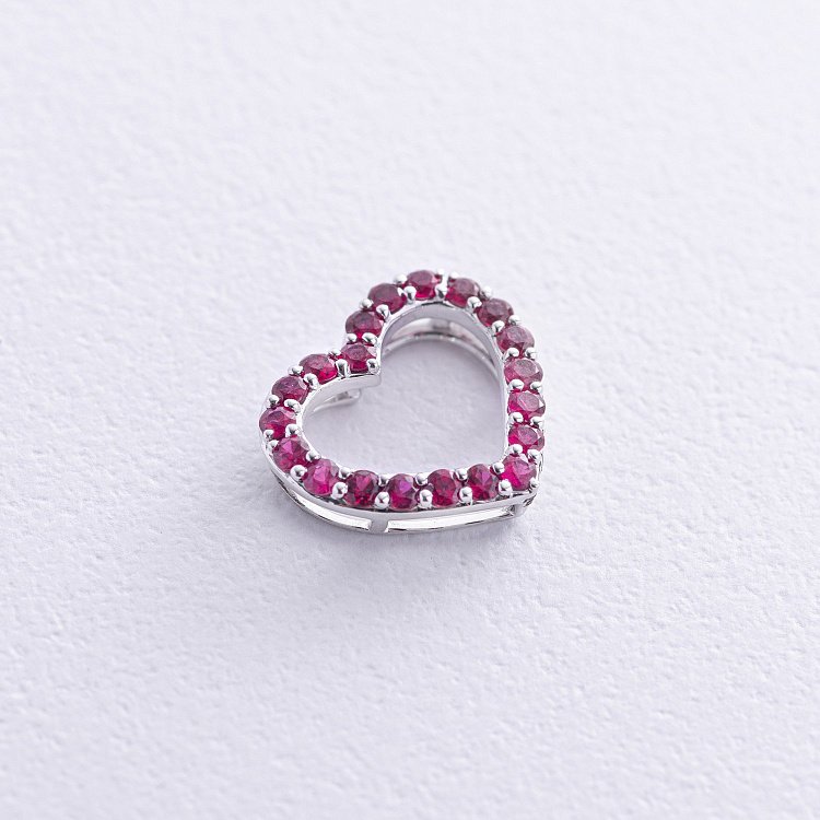 Золотой кулон "Сердечко" с рубинами пб0321nl от ювелирного магазина Оникс