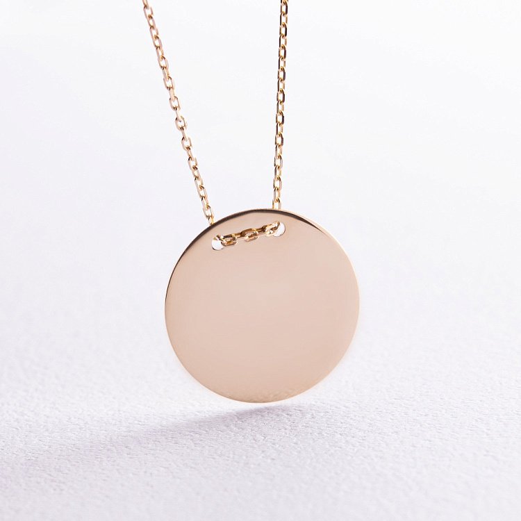 Кольє "Монетка" у жовтому золоті (можливе гравіювання) кол02281 від ювелірного магазину Онікс - 4