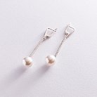 Срібні сережки (штучні перли, фіаніти) 121044 от ювелирного магазина Оникс - 2