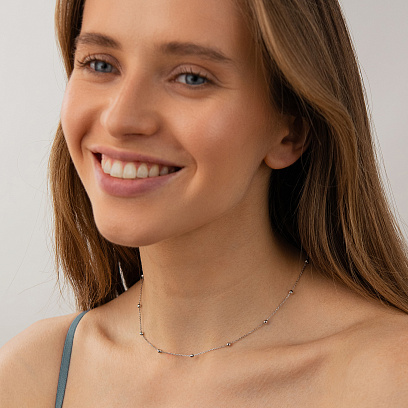 Кольє "Кульки" в білому золоті mini кол02648 №4