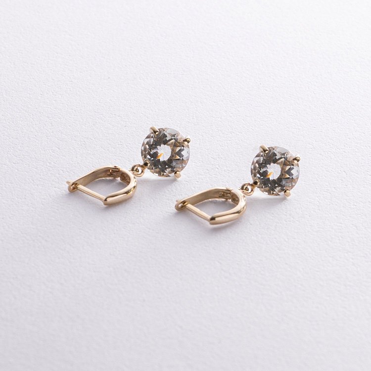 Золотые серьги "Влечение" с аметистом  с08528 от ювелирного магазина Оникс - 3