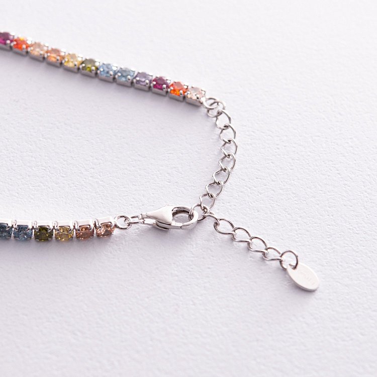Серебряный браслет "Разноцветный" с фианитами 141632 от ювелирного магазина Оникс - 6