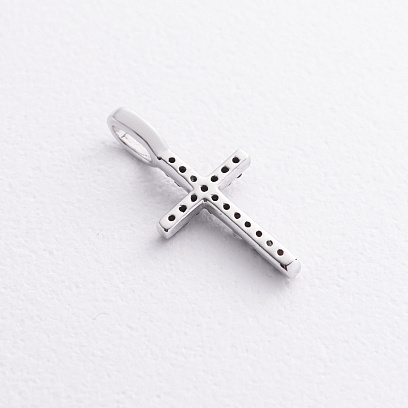 Серебряный крестик с черными фианитами 3015/1р-CZ ч №2