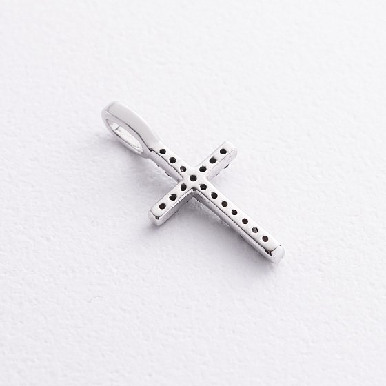 Серебряный крестик с черными фианитами 3015/1р-CZ ч №3