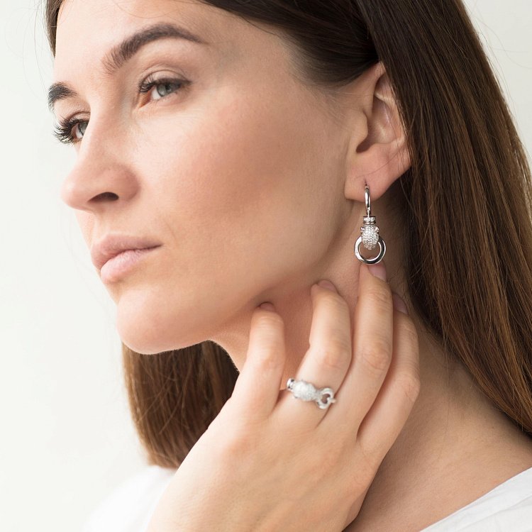 Золоті сережки "Пантера" (фіаніти) с04989 від ювелірного магазину Онікс - 6