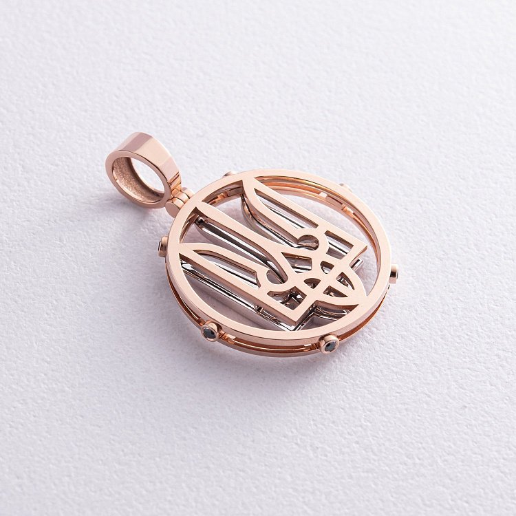 Золотий кулон "Герб України - Тризуб" з чорними діамантами 130602422 від ювелірного магазину Онікс - 4