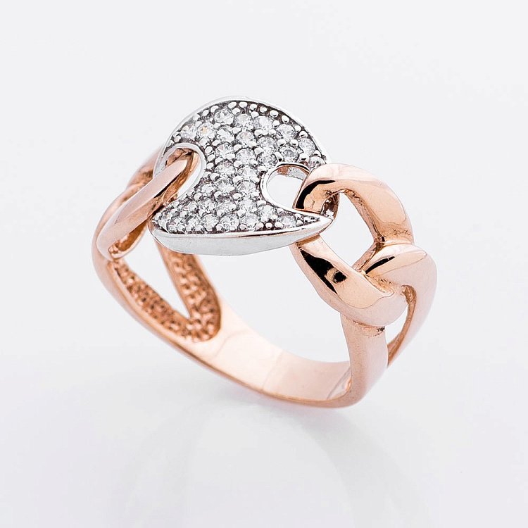 Золота каблучка з фіанітами к01417 Золота каблучка з фіанітами к01417 від ювелірного магазину Онікс