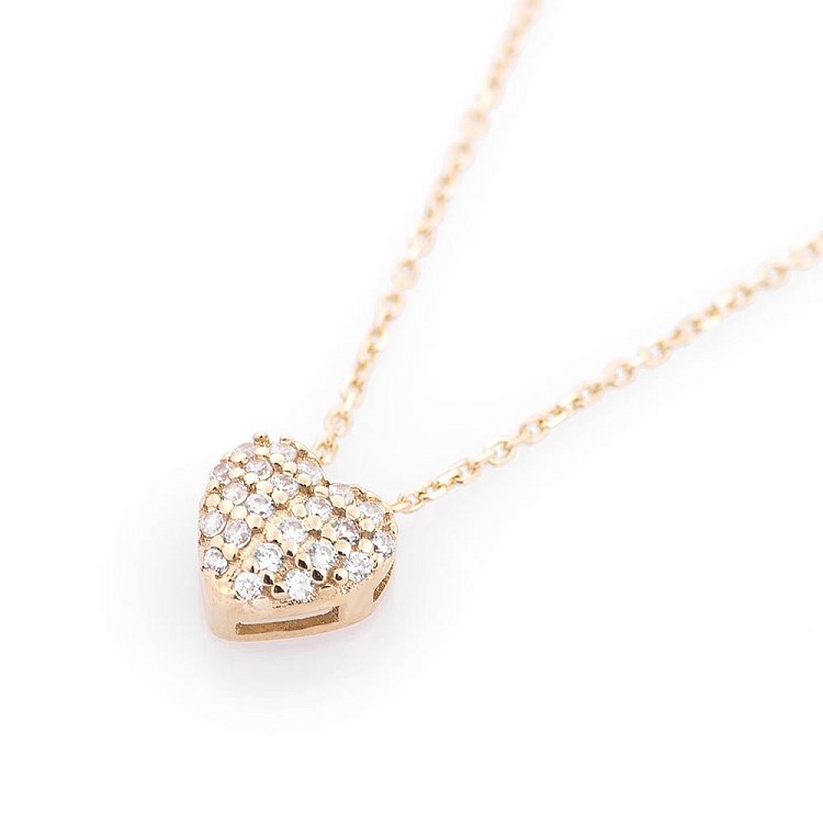 Золоте кольє "Сердечко" з фіанітами кол01079 від ювелірного магазину Онікс - 1