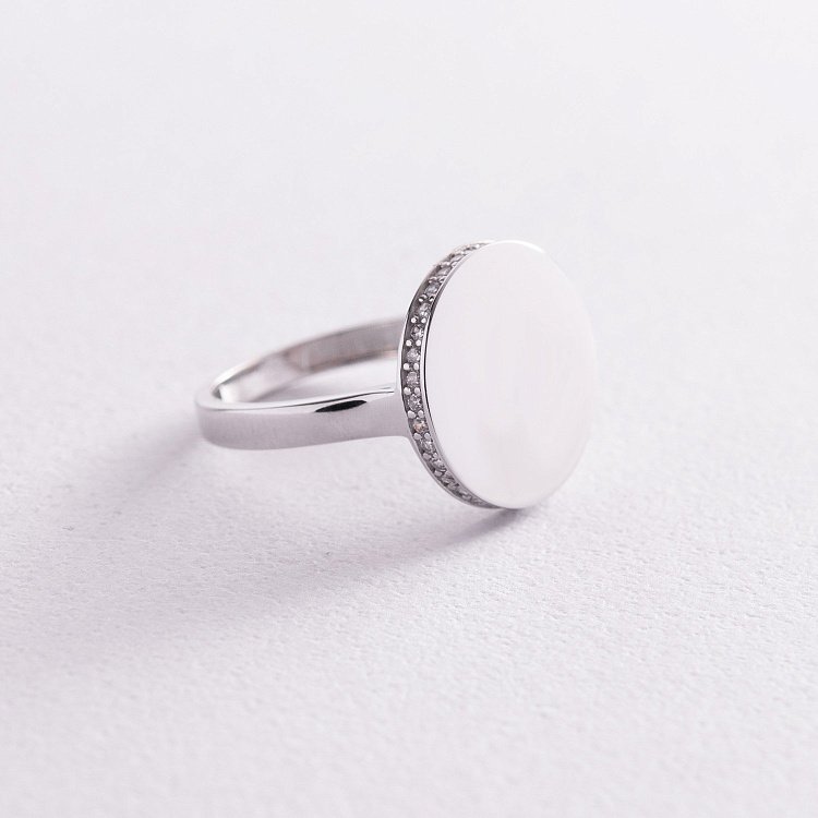 Каблучка "Давіна" в білому золоті (фіаніти) к06912 від ювелірного магазину Онікс