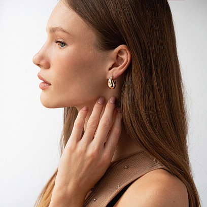 Серьги "Megan" в красном золоте (Small) с09118 №6