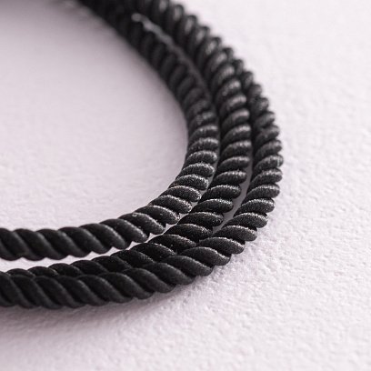 Шелковый черный шнурок с гладкой золотой застежкой (2 мм) кол02077 №2