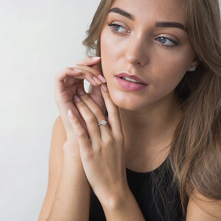 Каблучка з діамантами "Квітка" кб0094cha від ювелірного магазину Онікс - 4