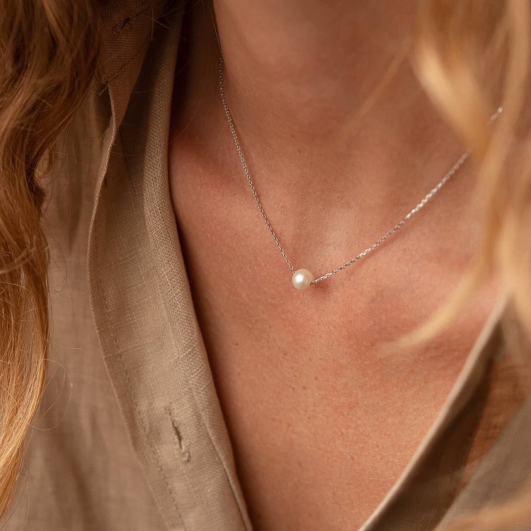 Кольє "Перлина на ланцюжку" (біле золото) кол02289 від ювелірного магазину Онікс - 5