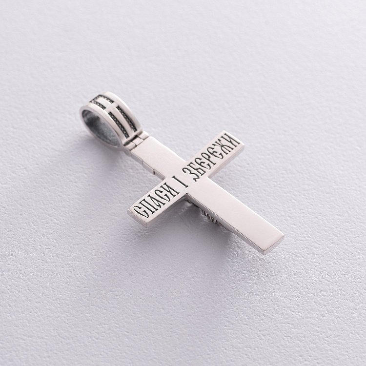 Срібний хрест "Розп'яття. Спаси і Збережи" 1174 від ювелірного магазину Онікс - 4