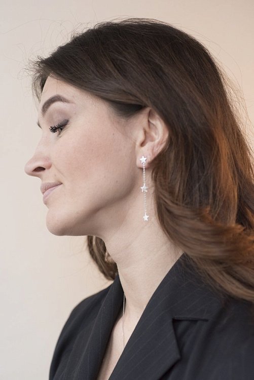 Срібні сережки "Зірочки" 122143 від ювелірного магазину Онікс - 4